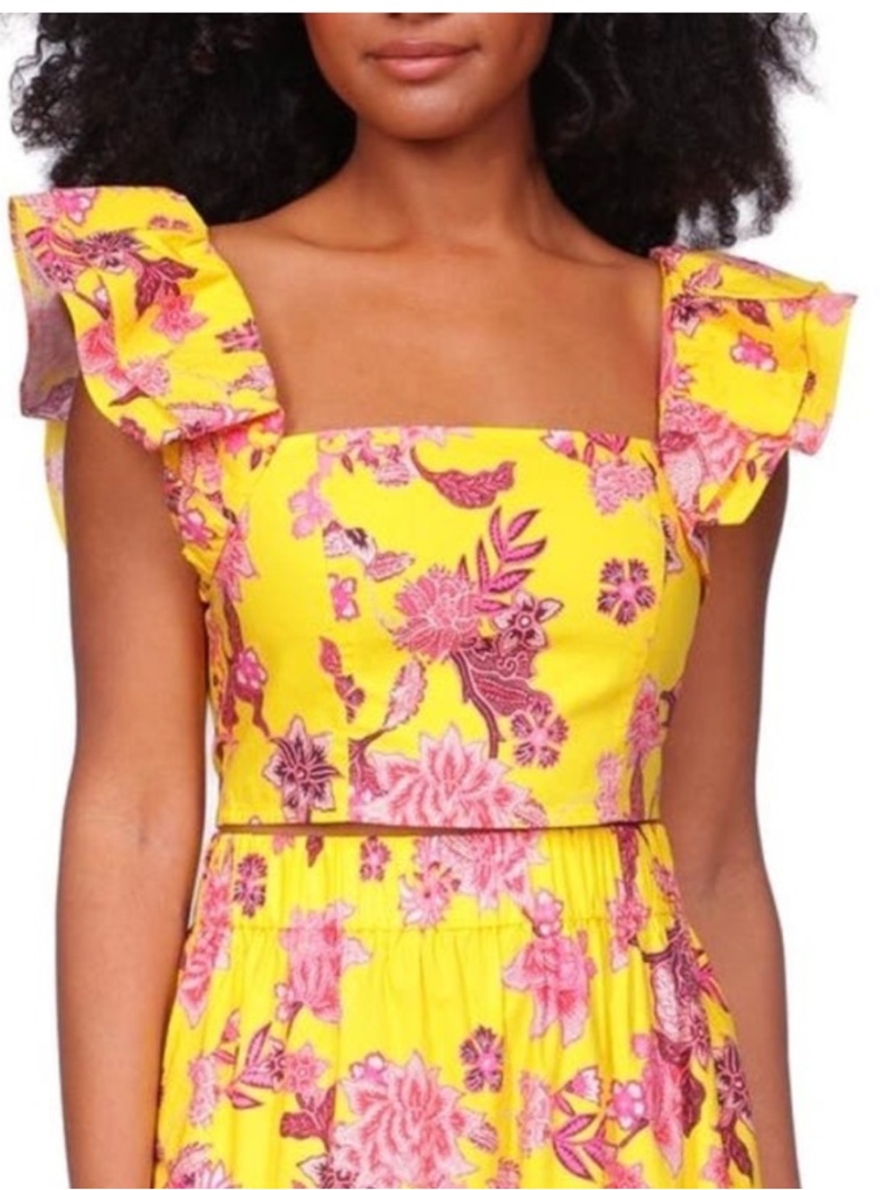 NEW Cara Cara Darby Top in Nippon Buttercup Yellow & Pink Floral Print Size S